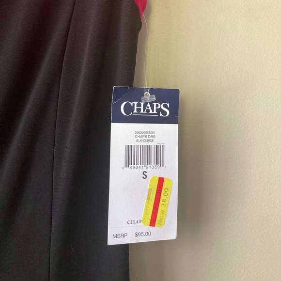 Chaps Black & Pink Colorblock Short Sleeve Midi Dress S NWT - Picture 6 of 6